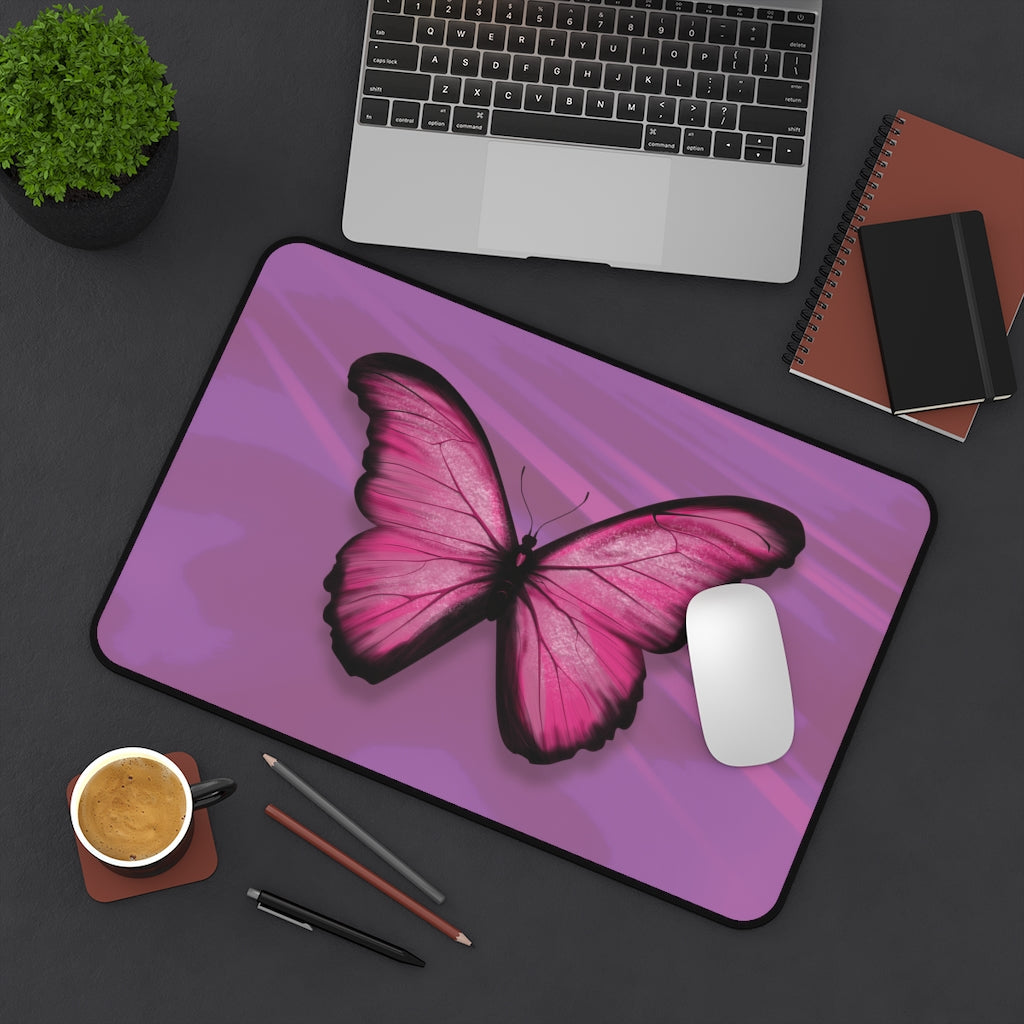 Pink Butterfly Desk Mat