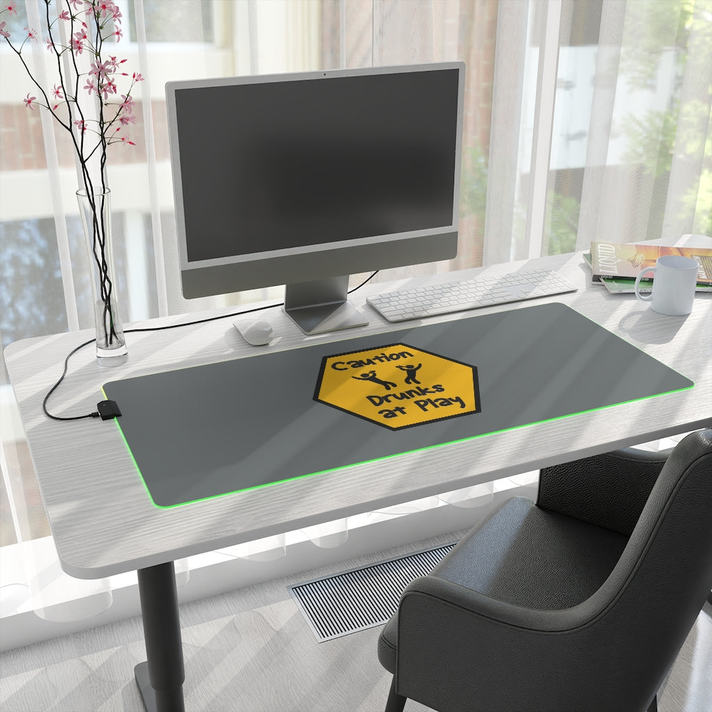 Caution Drunks at Play LED Gaming Mouse Pad