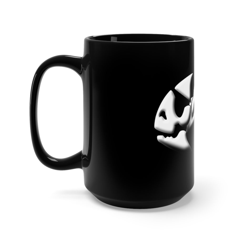 Jolly Roger Pirate Fish Black Mug 15oz