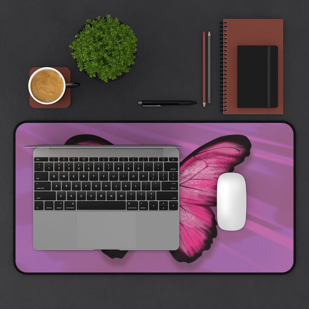 Pink Butterfly Desk Mat