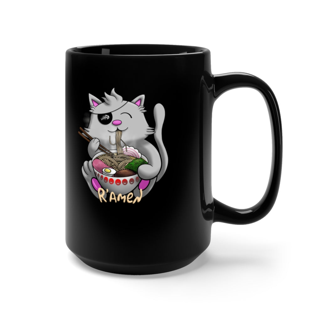 Pirate R'amen Cat Black Mug 15oz