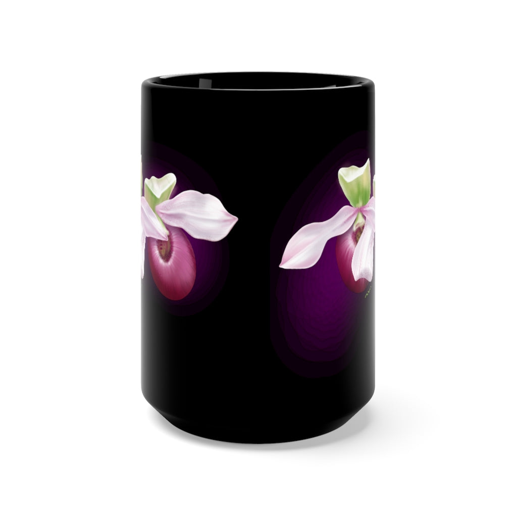 Pink Lady Fingers Black Mug 15oz