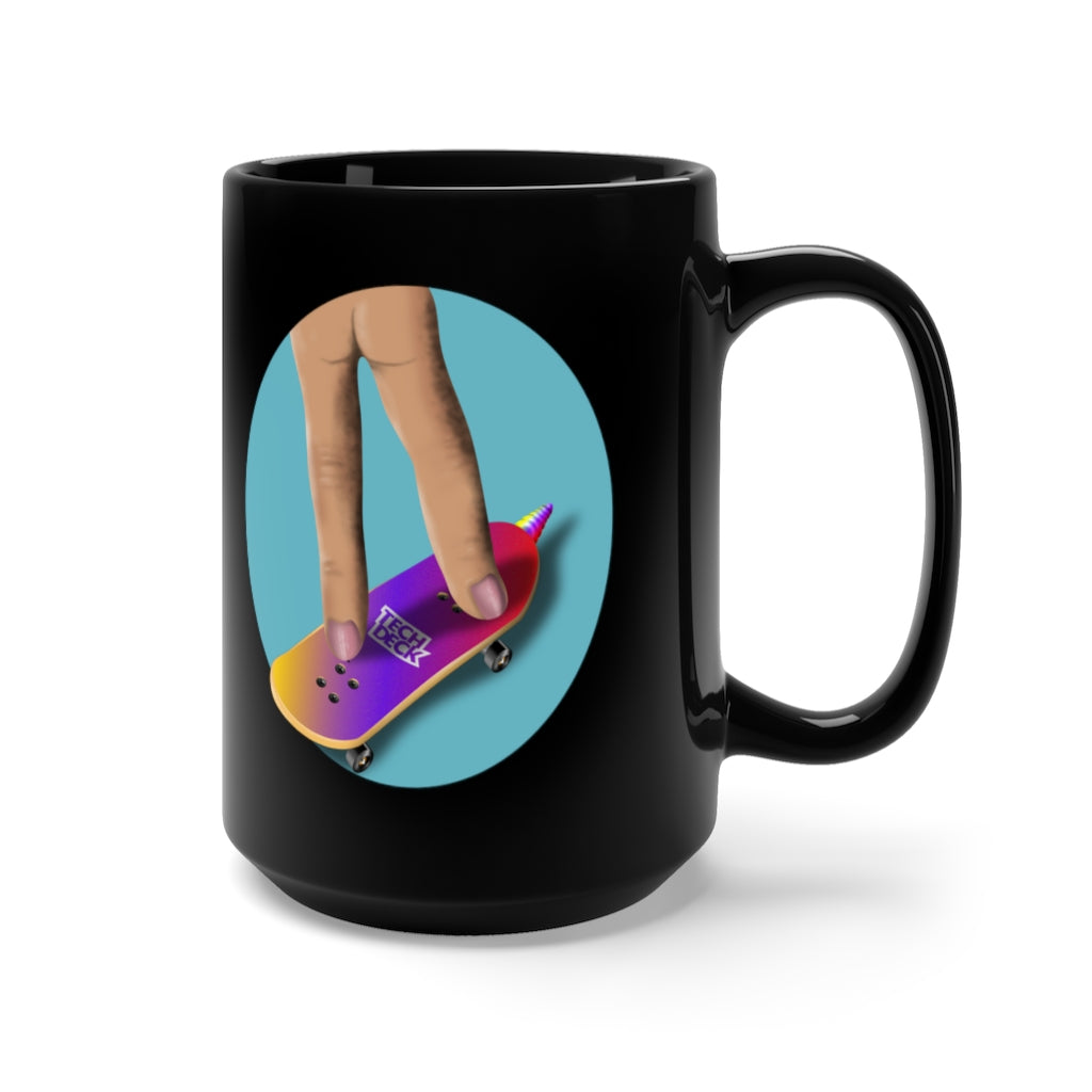 Mini Skateboard Black Mug 15oz