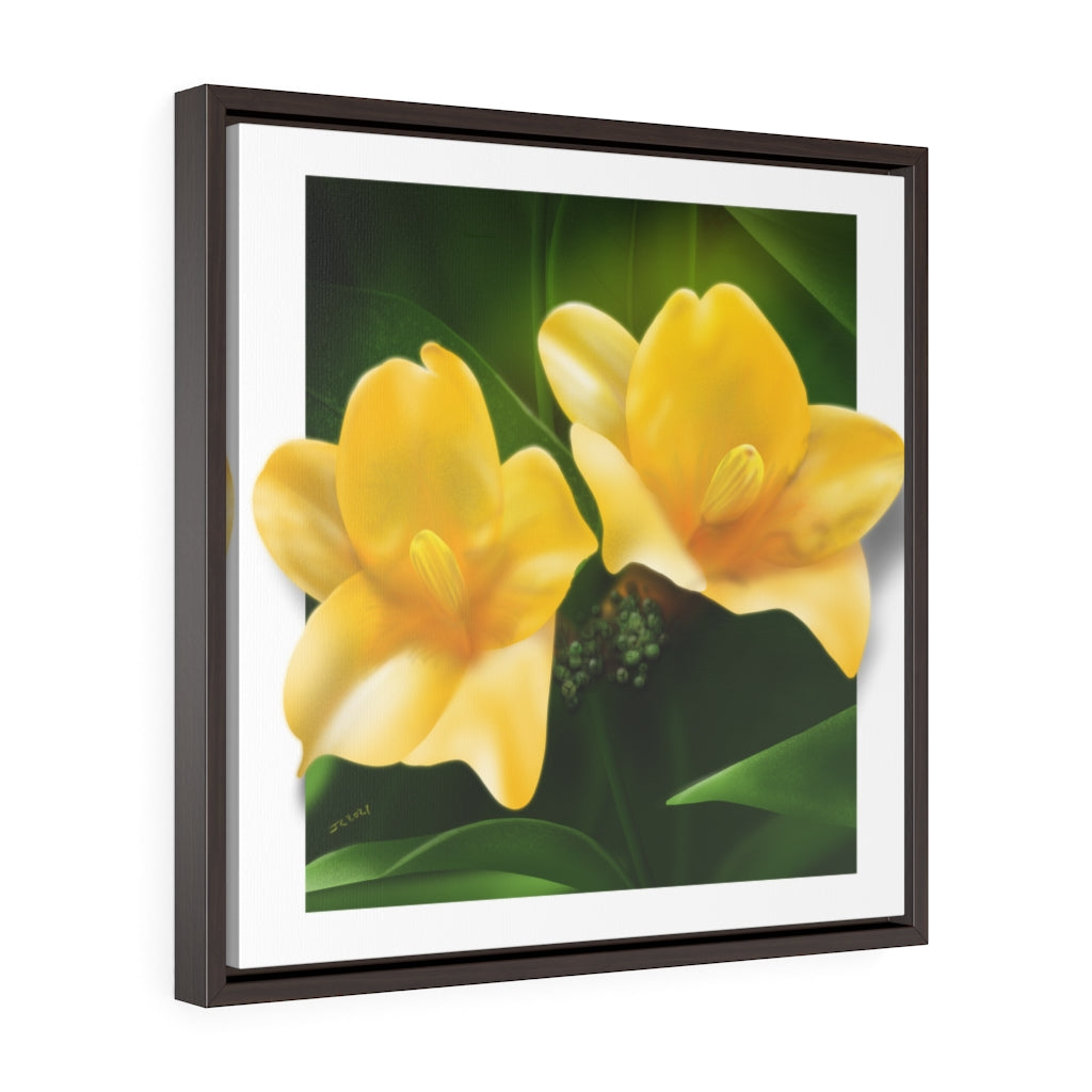 Yellow Jessamine Square Framed Premium Gallery Wrap Canvas