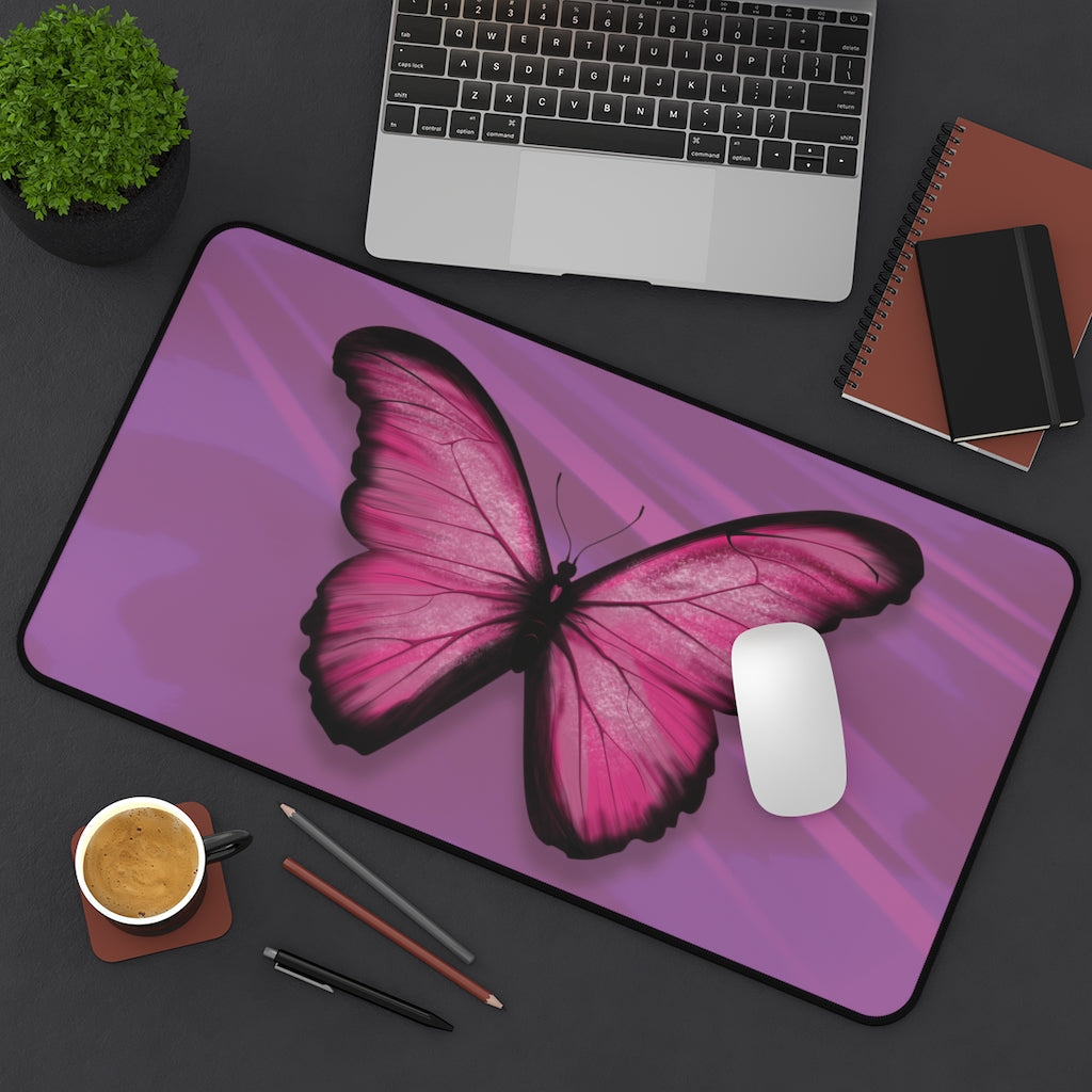 Pink Butterfly Desk Mat