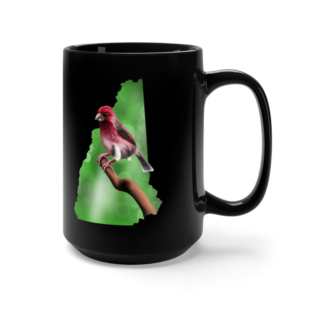 Purple Finch New Hampshire State Bird Black Mug 15oz