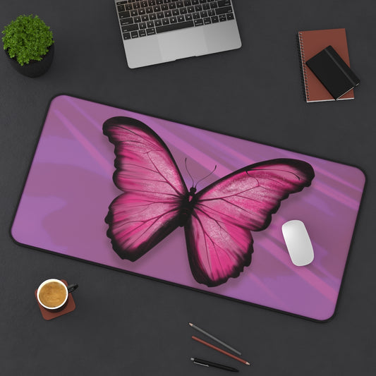 Pink Butterfly Desk Mat