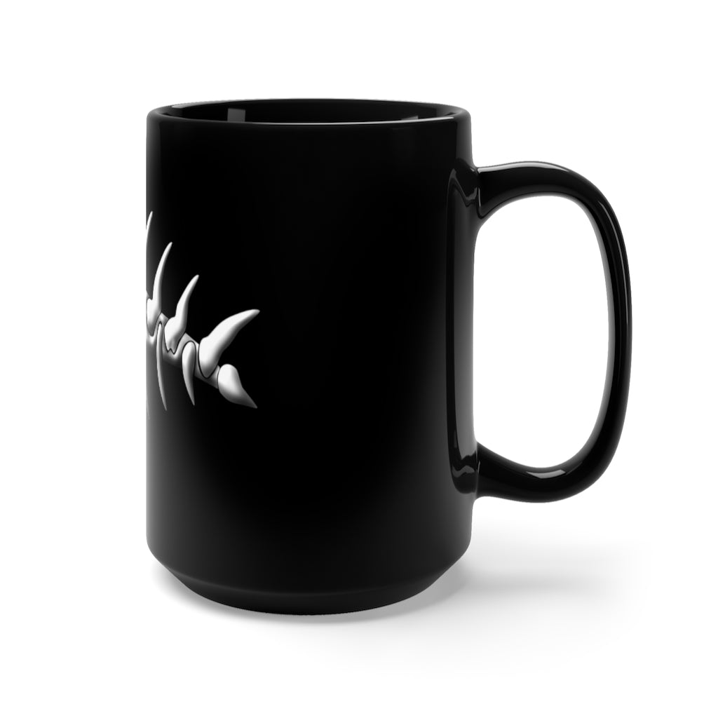 Jolly Roger Pirate Fish Black Mug 15oz