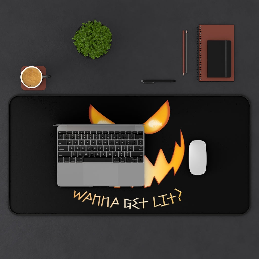 Wanna Get Lit Pumpkin Desk Mat