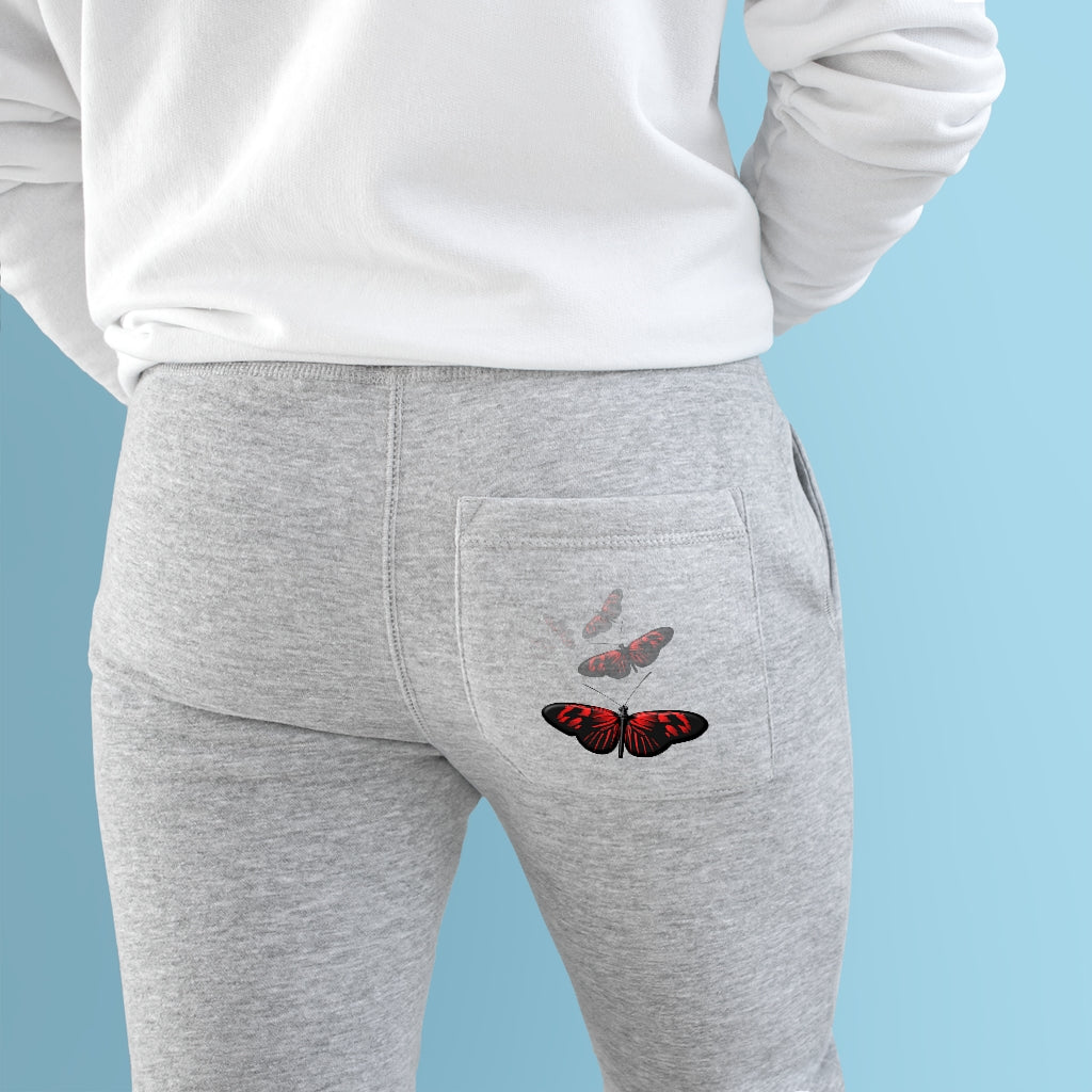 Red and Black Butterfly - Unisex Premium Fleece Joggers