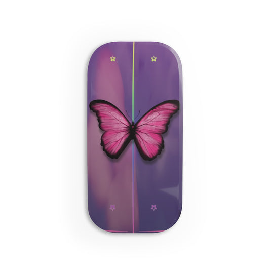 Pink Butterfly Phone Click-On Grip