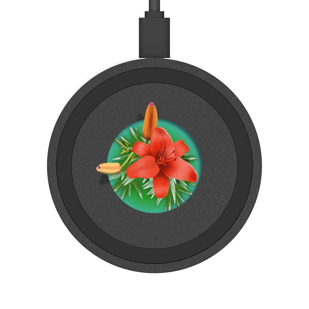 Orange Day Lily Quake Wireless Charging Pad