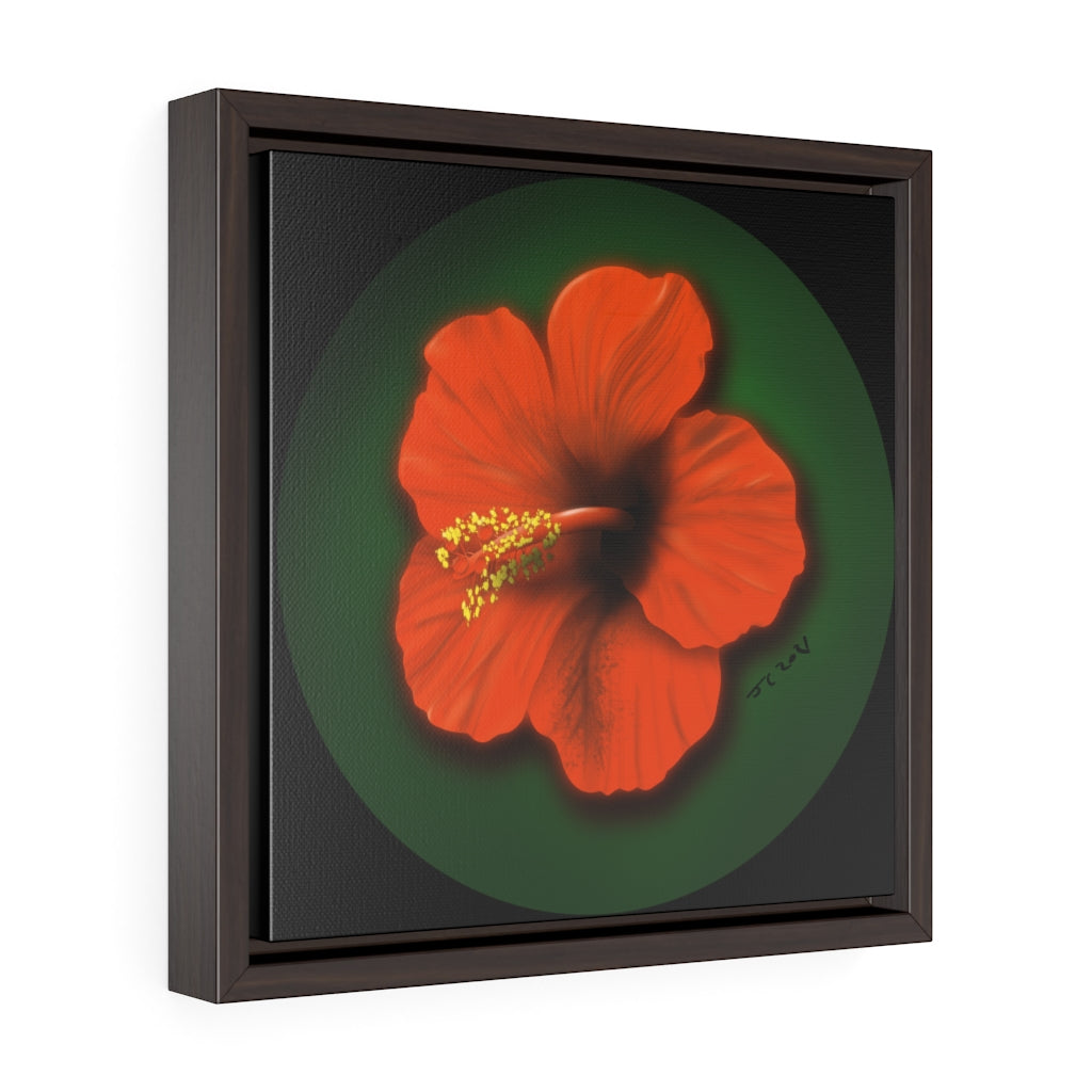 HIbiscus Flower - Square Framed Premium Gallery Wrap Canvas