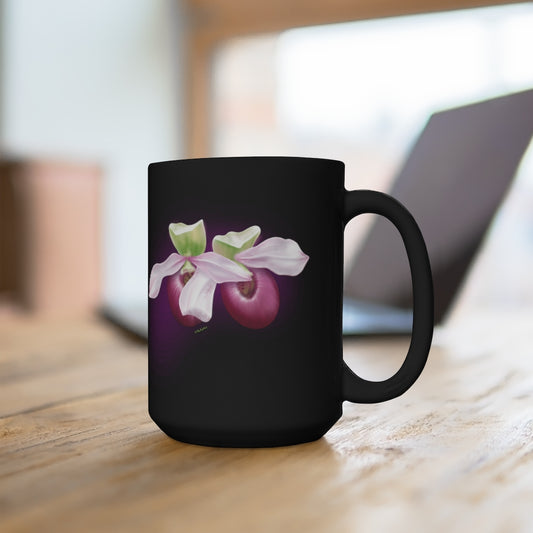 Pink Lady Fingers Black Mug 15oz