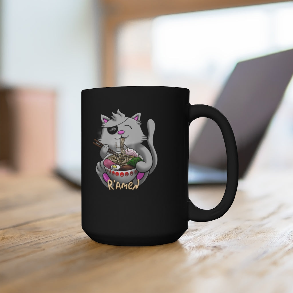 Pirate R'amen Cat Black Mug 15oz