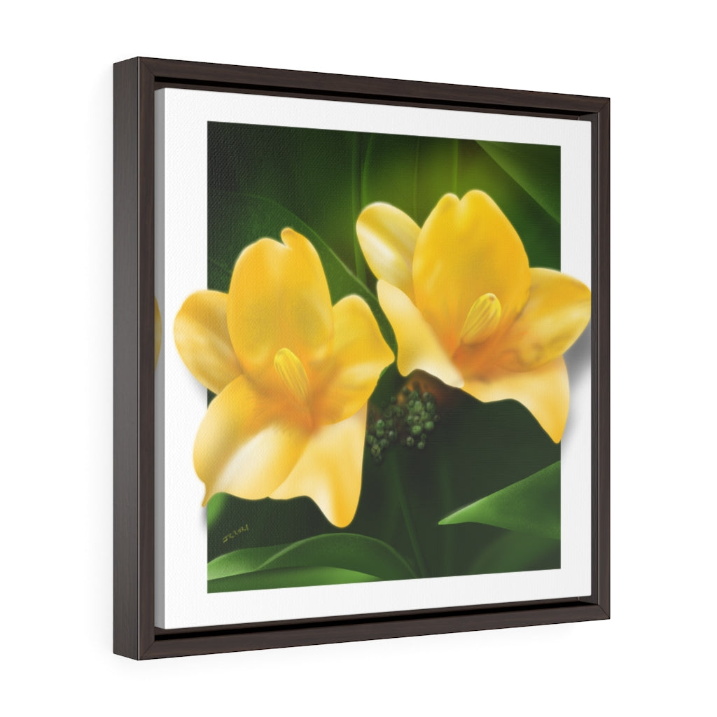 Yellow Jessamine Square Framed Premium Gallery Wrap Canvas