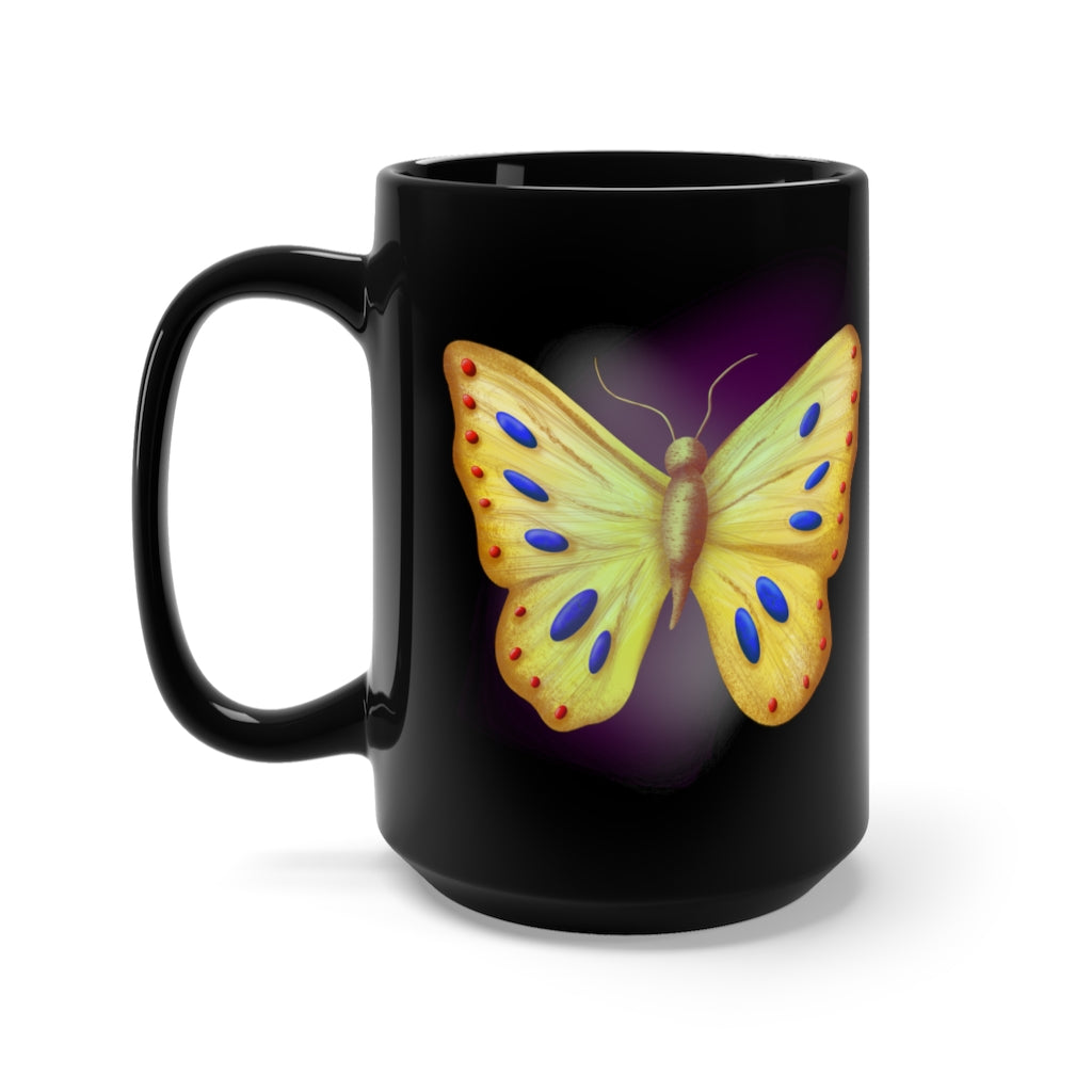 Golden Butterfly Black Mug 15oz