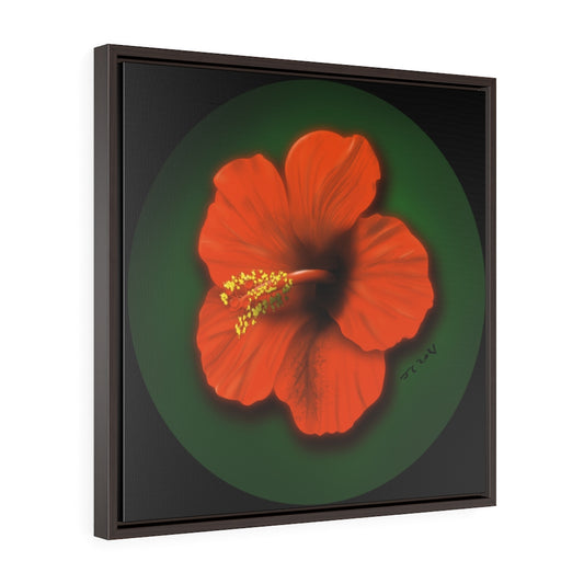 HIbiscus Flower - Square Framed Premium Gallery Wrap Canvas
