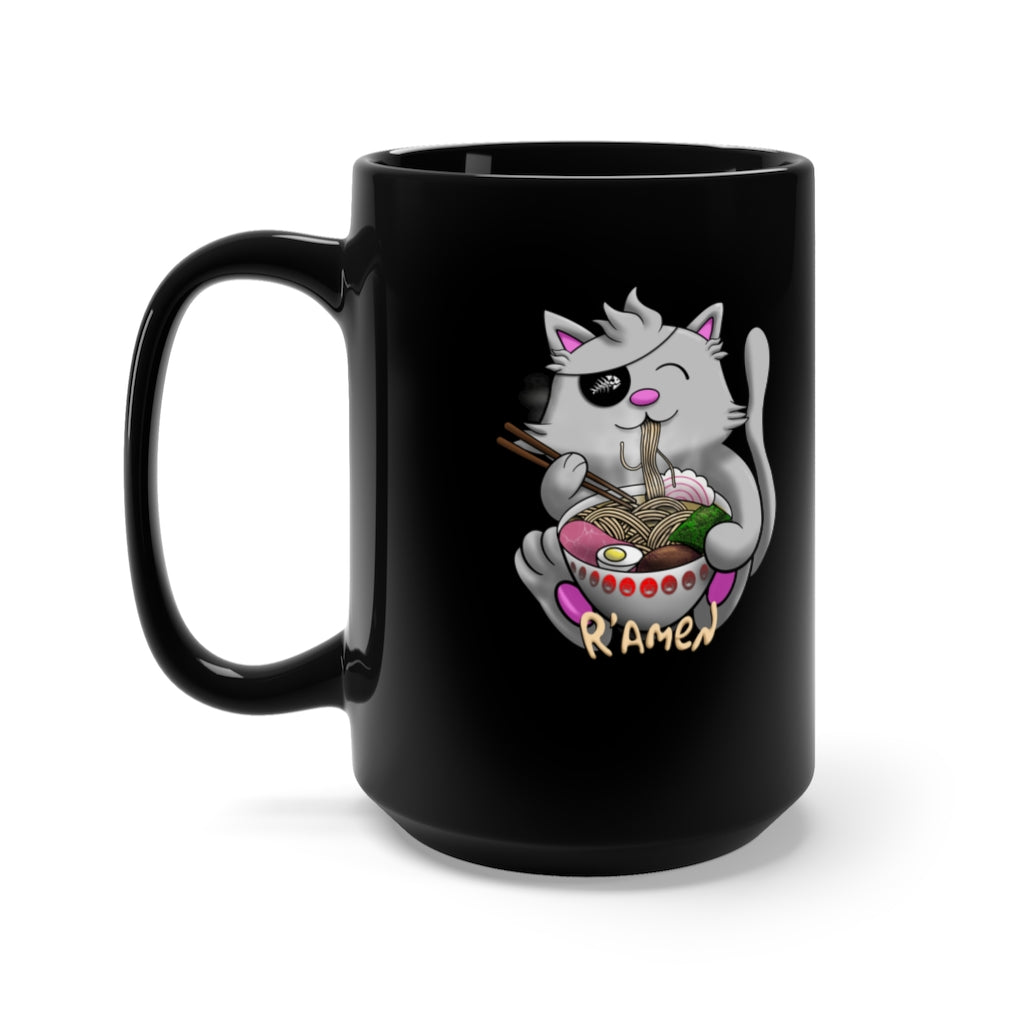 Pirate R'amen Cat Black Mug 15oz