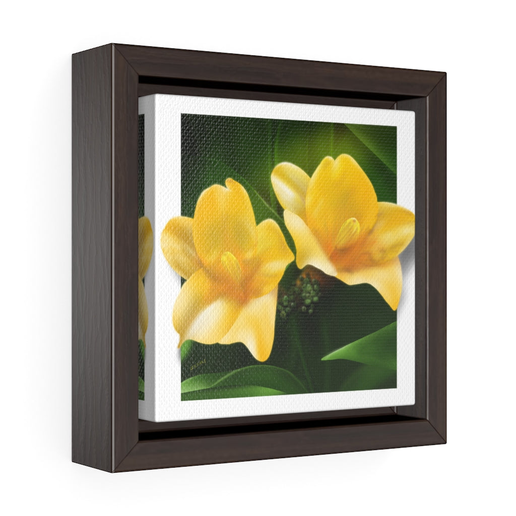 Yellow Jessamine Square Framed Premium Gallery Wrap Canvas