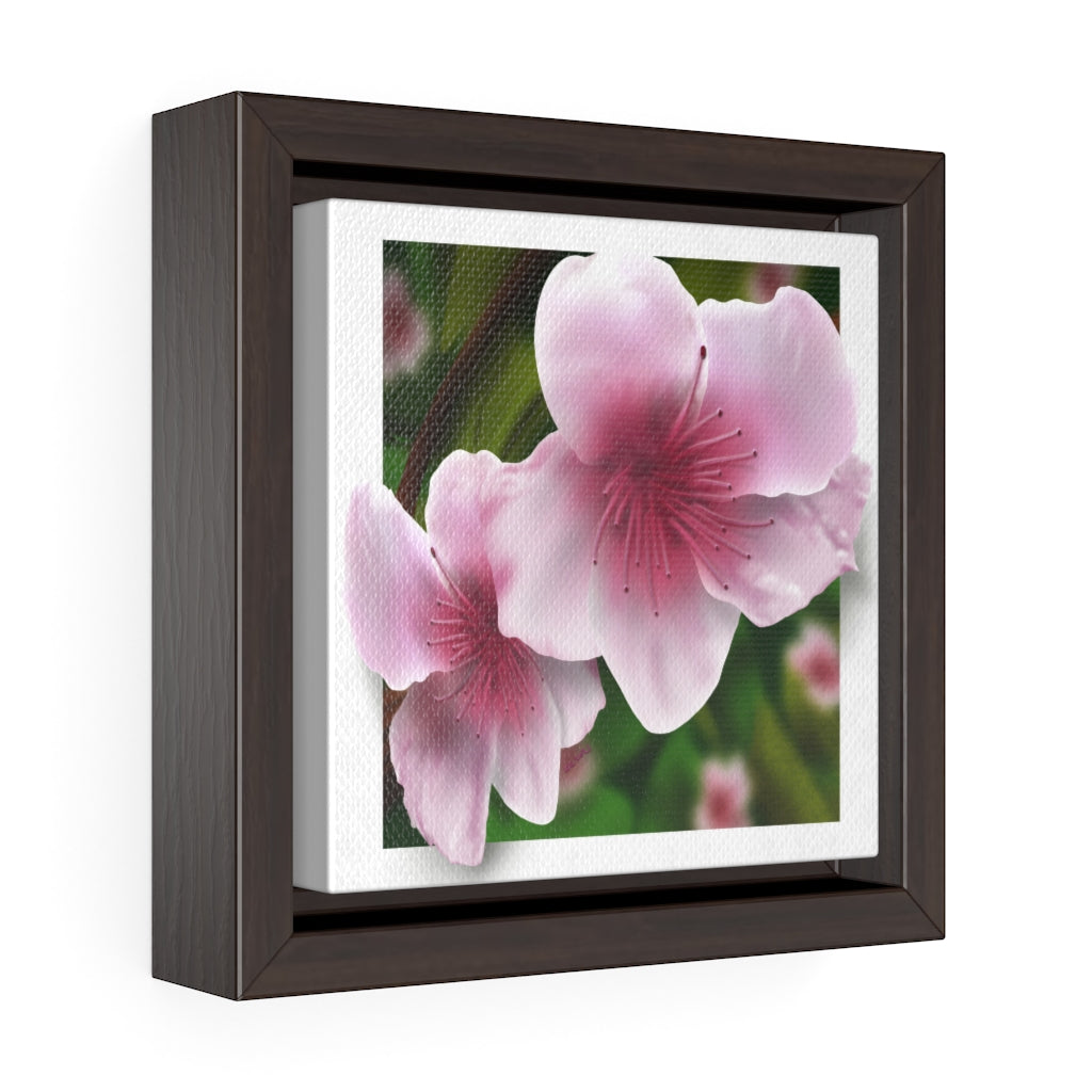 Peach Blossoms Square Framed Premium Gallery Wrap Canvas